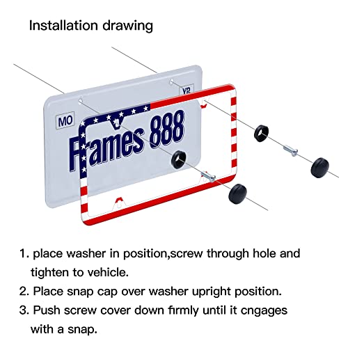 American Flag License Plate Frame-Patriotic License Plate Frame-Flag License Plate Frames Car Tag Frame Cover Stainless Steel Blue Metal 2 Pack 4 Holes Car Accessories Decorative For Women #TOP3