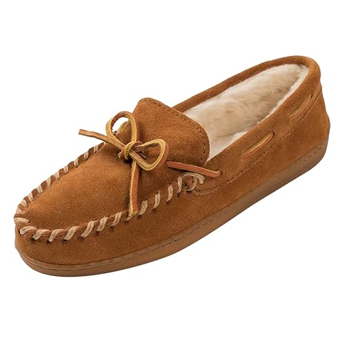 Minnetonka Womens Pile Lined Hardsole Moccasin Slipper