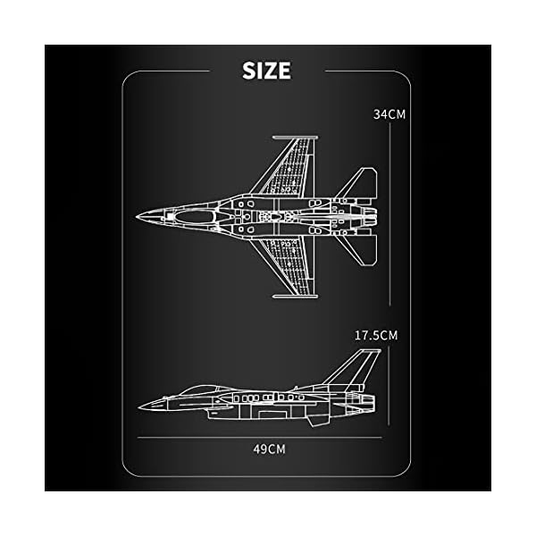 SENG Technik F-16 Fighter Modell Bausatz, 1427 Teile Kreativ Kämpfer Flugzeug Klemmbausteine Bauset Kompatibel mit Lego – Bild 8