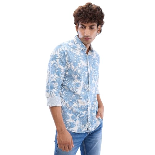 Image of Spykar Men's Slim Fit N /A Full Sleeve Printed Casual Shirts