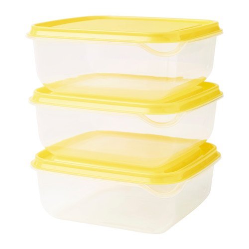 IKEA PRUTA - Lata con tapa, transparente, amarillo, 6 piezas, apto para microondas