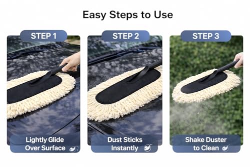 Image of JAYTOP DUST-Bust Car Duster Microfiber Brush || Lint-Free & Scratch-Free Car Cleaner Brush with Long Handle with Ceramic Wax Infused || car Accessories 2026 || Effortless Cleaning