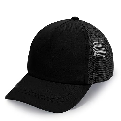 Image of Baby Baseball Cap with Mesh Toddler Baseball Hat Infant Baseball Cap Baby Sun Summer Hat for Kids Black 2-5T