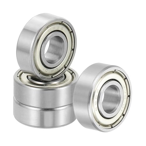 uxcell 4 Pack 696ZZ Deep Groove Ball Bearings, 6x15x5mm Chrome Steel Double Shield Bearing for Electric Motor, Home Appliances, Garden Machinery, (ABEC5)