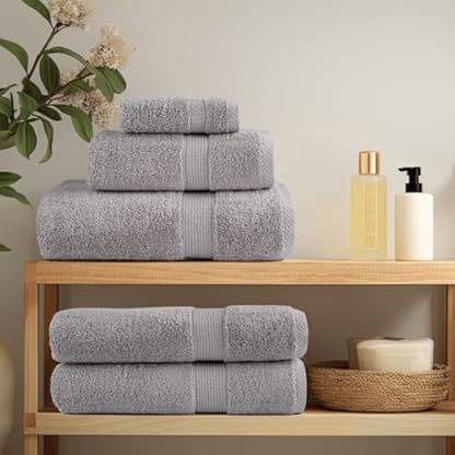 vidaXL Premium Handtücher 10 STK., Saunatuch Saugfähig, Badetuch mit Schlaufen, Strandtücher Duschtuch Gästetuch, Grau 100x200cm 600g/m² 100% Baumwolle – Bild 3