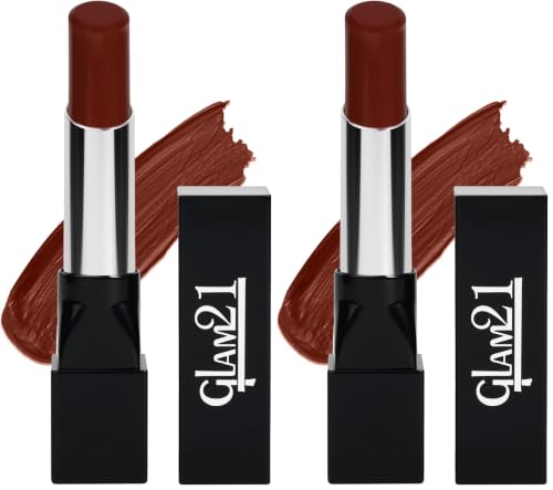 Image of Glam 21 Ultra Velvet Lipstick | Long-lasting stay on lips | Lovely matte finish | 2.5gm | Hazel Nut-22 (Pack of 2)