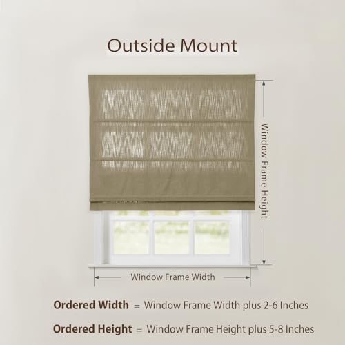 Image of TWOPAGES Isabella No Drill Cordless Roman Shade Linen Textured Cotton Roman Blind for Windows, Custom Made Room Darkening Blackout Roman Window Shade, Hardware Included, Tan, 1 Piece
