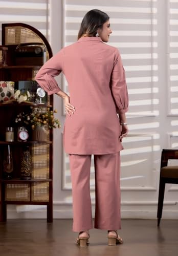 Image of Fashion Kurta Sets for Women | Co Ord Sets Stylish | Kurti Sets for Women | Short Kurti | Ethnic Embroidered Straight Kurta Sets with Pants Suits