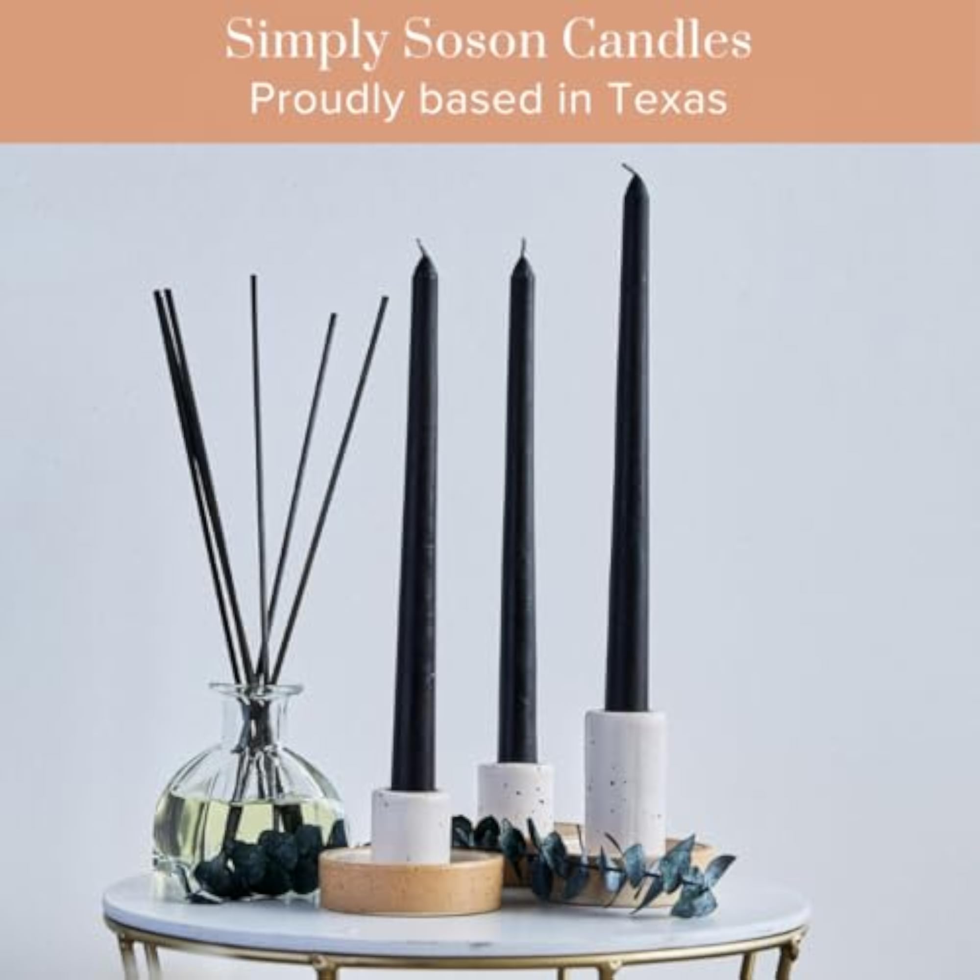 Set of 30 Black Taper Candles, Dripless Tapered Candles