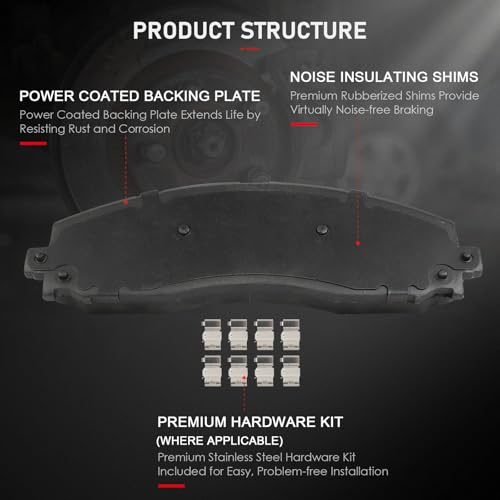 Image of cciyu D1691 Rear Disc Brake Pads Kit For Ford For F-250 Super Duty 2013-2021,For Ford For F-350 Super Duty 2013-2021,For Ford For F-450 Super Duty 2013-2016