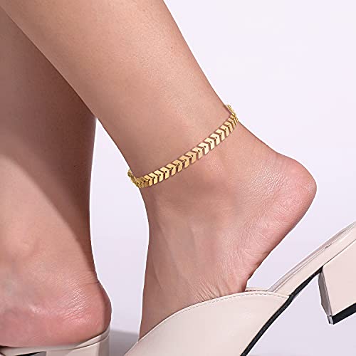 Yanoda 3Pcs Gold Ankle Bracelets For Women Dainty 14K Gold Plated Layering Anklets Set Adjustable Fashion Rhinestone Lace Fishbone Link Chain Ankle Bracelet Adjustable Beach Foot Jewelry Gifts #TOP5