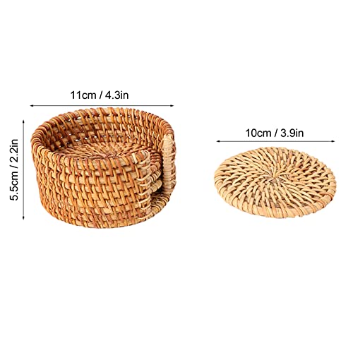 Handmade Rattan Coasters with Holder (10cm)