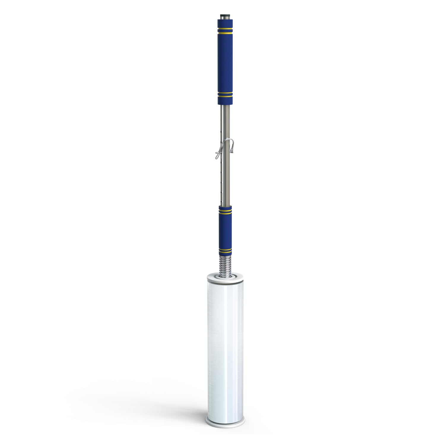 Heavy Duty Stretch Film Dispenser Pole Holder - Extra Long High Reaching Industrial Handle for Stretch Wrapping - Fits Rolls 2" to 3" Diamater Cores &amp; Lengths from 12" to 24" - Pallet Wrap