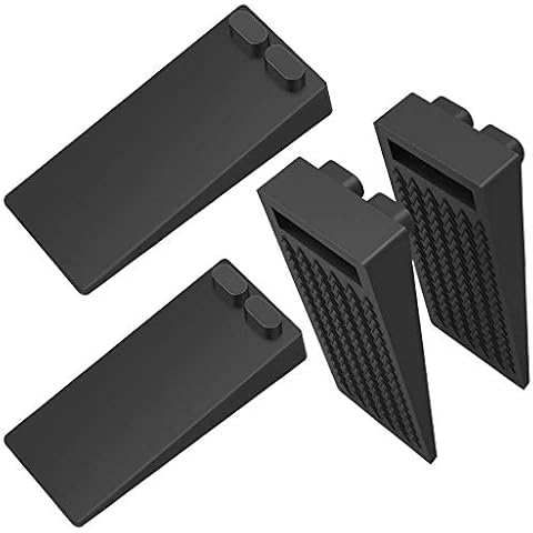 JUNLIC Rubber Door Wedge Stopper, 4 Pack Heavy Duty Door Stops Non-Slip Door Holders Fit Most Door Smart Stackable Black Cover