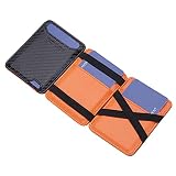 BISON DENIM Herren Geldbörse Magic, Carbon Microfiber Geldbörsen - Three Fold Small Mini - Magic Wallets - mit Münzfach und RFID-Schutz, inkl. Geschenkbox, schwarz