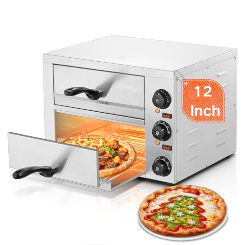 12 Inch Commercial Pizza Oven, Countertop Pizza Ovens with 662°F Max Temp, 2-Layer Electric Pizza Cooker with Alert Timer, 2200W Stainless Steel Pizza-Maker Machine, for Restaurant,Home, Party, Silver 12 Inch Commercial Pizza Oven, Countertop Pizza Ovens with 662°F Max Temp, 2-Layer Electric Pizza Cooker with Alert Timer, 2200W Stainless Steel Pizza-Maker Machine, for Restaurant,Home, Party, Silver