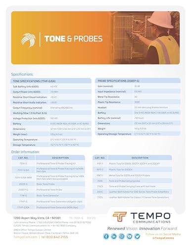 Tempo 701K-G-BOX Communications 701K-G Wire Tracer Tone Generator And Probe Kit thumb #8