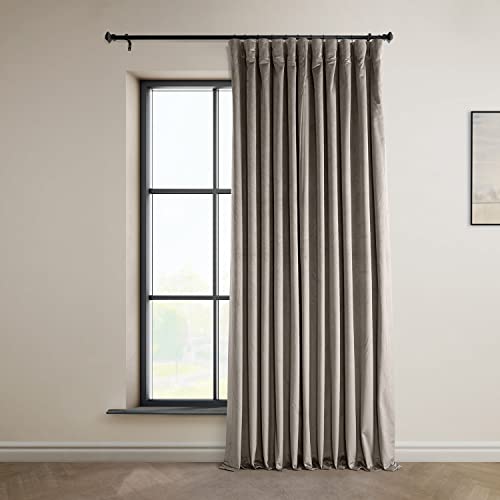 Image of HPD Half Price Drapes Signature Plush Extra Wide Velvet Blackout Curtains for Bedroom (1 Panel), 100W X 108L Hotel Black Out Curtains for Living Room, Thermal Insulated Curtains, Library Taupe