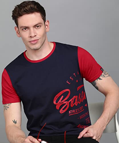 Image of Urbano Fashion Men's Graphic Printed Round Neck Half Sleeve Slim Fit Cotton T-Shirt