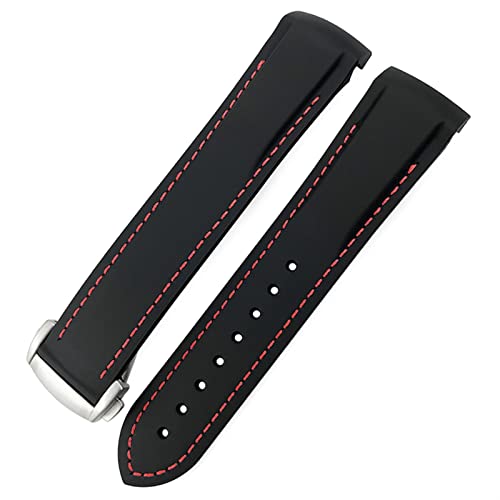 Bracelet de montre en caoutchouc 22mm 20mm silicone incurvé noir rouge