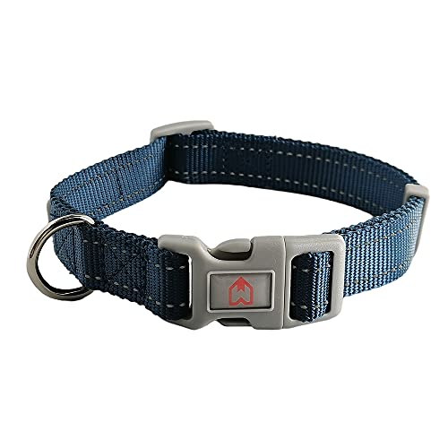 Collier pour chien de petite, moyenne et grande taille. Collier pour animal de compagnie qui peut être ajusté en taille et peut être rapidement attaché, bleu foncé L Cover