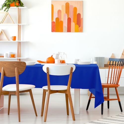 Image of Kopokita 2 Pack Royal Blue Plastic Tablecloths Disposable 54 x 108 Inch
