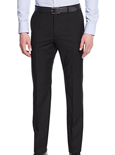 Nicoletti Men's Two Button 2 Piece Modern Fit Suit Working Buttonholes Jacket (40 Regular Us / 50R Eu/W 34", Black) #TOP3