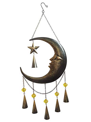 Comfy Hour 29" Metal Art Decorative Moon-Face Star Windchime Hanging Wind Chime Windbell, Spring In Garden #TOP4