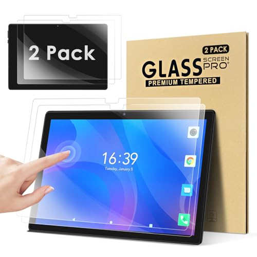 DETUOSI 2-PACK 10 inch Tablet Screen Protector [9.17' * 5.98' / 233mm * 152mm], Ultra-Clear Anti-Scratch Tempered Glass 10.1 inch Tab,Compare size of Tempered Glass Film with Size of your Tablet