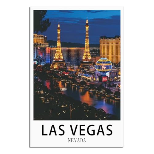 SLJGINEU Poster de voyage vintage Las Vegas Nevada sur toile pour décoration de salon (20 x 30 cm)