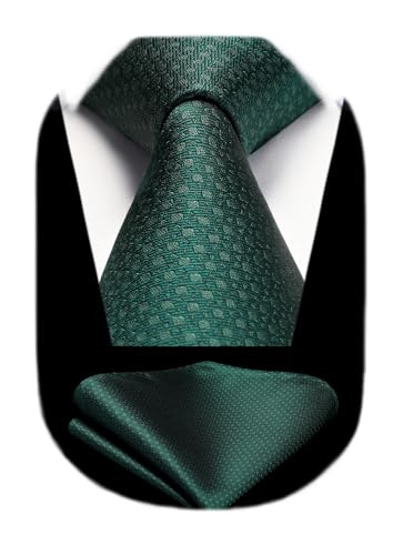 Image of HISDERN Polka Dot Ties for Men Classic Silk Ties and Pocket Square Formal Business Necktie Handkerchief Wedding Party