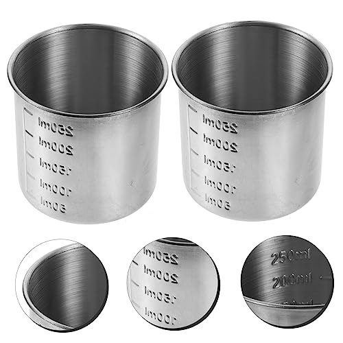 Luxshiny 2 Pçs Recipientes De Aço Inoxidável Recipiente De Metal Copos Medidores De Aço Inoxidável R