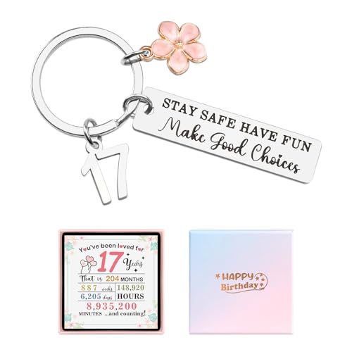Amosking 17th Birthday Gifts for Girls Happy Birthday Keychain for 17 Year Old Girls Sister Daughter Granddaughter Unique 17th Key Chain Decorations for Classmate Friends Who Was Born in 2009