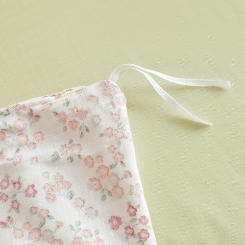 VM VOUGEMARKET Cotton Duvet Cover Twin Pink Flower Duvet Cover with Ruffle Pillowcases Teen Girls Aesthetic Bedding Set Garden Style Blooming Comforter Cover with Zipper Ties (3 pcs,68x86 Inch)