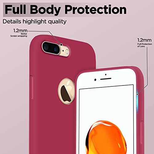 Image of Pikkme Back Cover | Full Camera Protection | Raised Edges | Super Soft Silicone | Bumper Case for iPhone 7 Plus / 8 Plus (Rose Red)