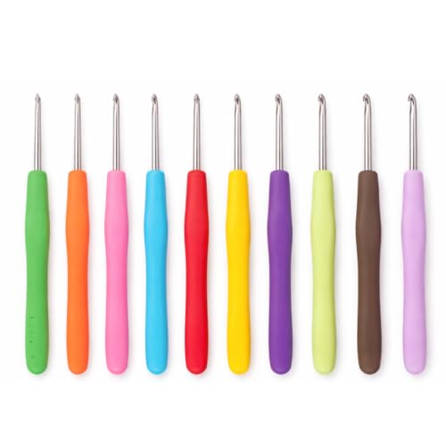 Conjunto de Agulhas de Crochê 12 Peças Coloridas Cabo emborrachado 2mm a 8mm 14cm