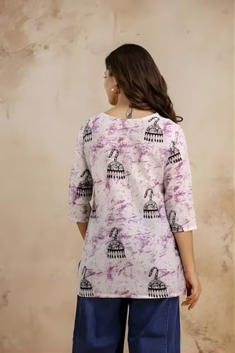 Image of Women's Short Kurti in TopsTunic Rayon Cotton Blend | Ladies Ethnic Tunic