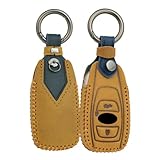 KUNIO Schlüsselhülle Passt für Subaru Legacy Impreza WRX XV BRZ Forester Levorg Trezia Leder Autoschlüssel Hülle Schlüsselanhänger Schutzhülle Schlüsselcover 3 Tasten Braun