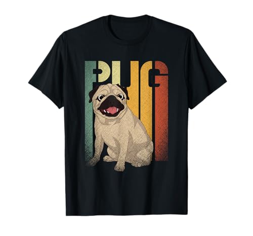 Carlino Retro Amante De Los Animales Raza Del Perro Pug Camiseta