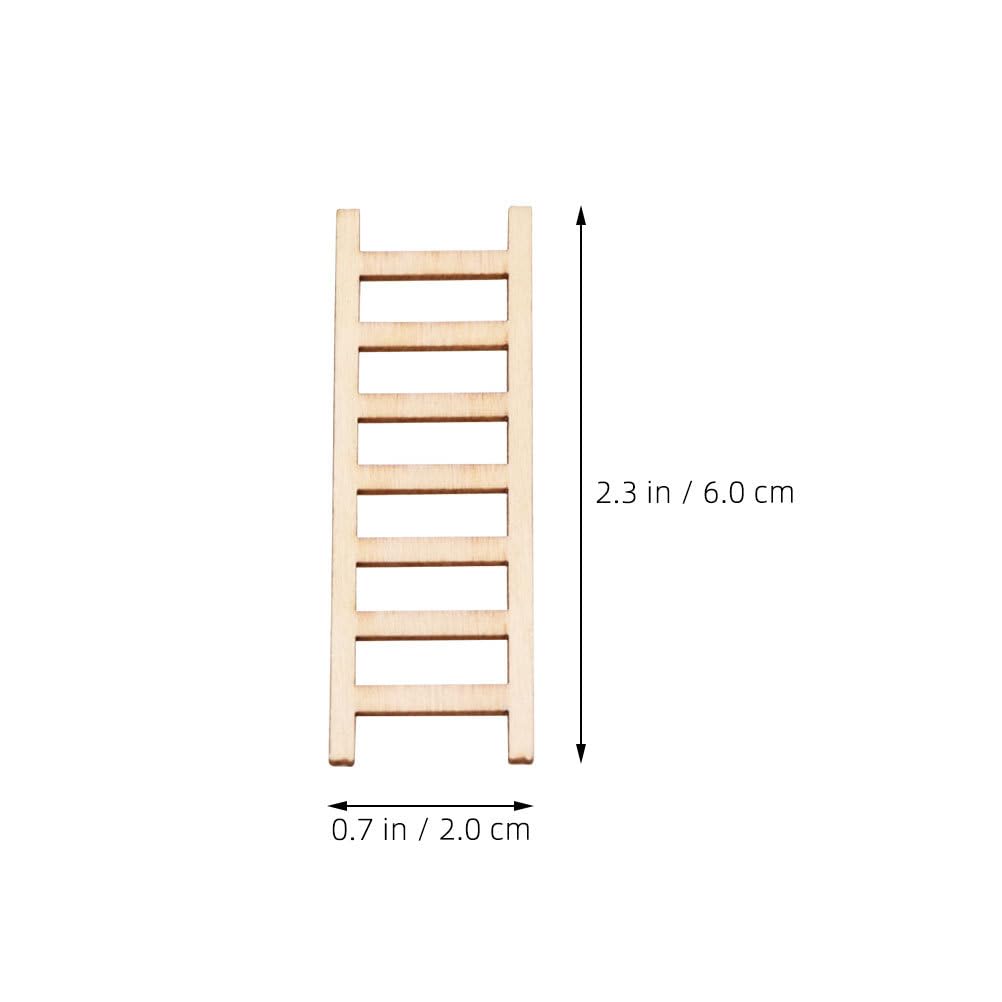 Operitacx Mini Wooden Ladder 2.36 Inch Dollhouse Accessory for Diy Crafts Micro Landscape Model Photography Prop Set of 10 Small Step Ladders - Image 3