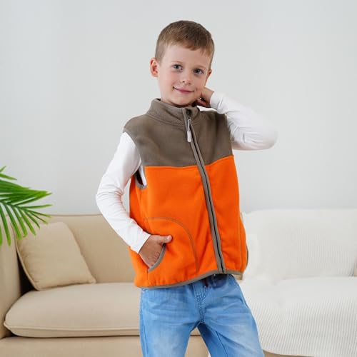 FIRITHYC Jungen-und Kleinkinder-Polarfleece-Weste mit Reißverschluss Sleeveless Warme Winter-/Herbst-Dickfutter-Weste mit Taschen