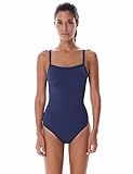 SYROKAN Women's Unpadded Sleek Solid Elite Training Sport Athletic One Piece Swimsuit Blue 40