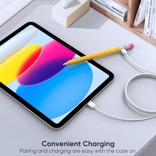 Image of Fintie Silicone Sleeve for Apple Pencil (USB-C), Light Pen Skin Case Cover Soft Protective Anti-Slip Pencil Grip Holder, Supports Magnetic Attachment, Yellow