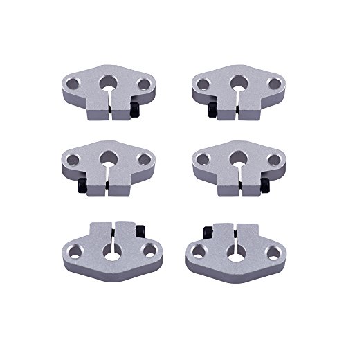 Eowpower 6 Pieces Aluminum SHF8 Size 8 mm Linear Rod Rail Shaft Support Motion