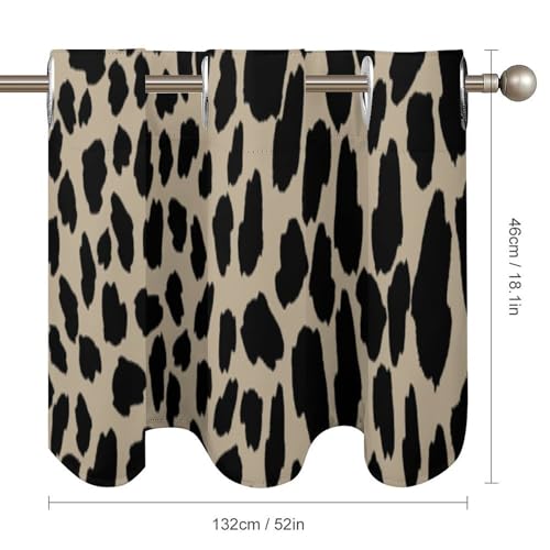 Cortinas con cenefa negra de leopardo para sala de estar y cafetería, pack de 2 paneles 6