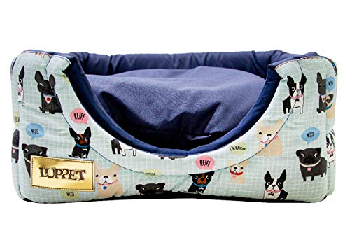 Toca e Cama Impermeável Luppet 2 em 1 com Almofada para Cachorro ou Gato de até 5Kg Azul Cachorro/Ro