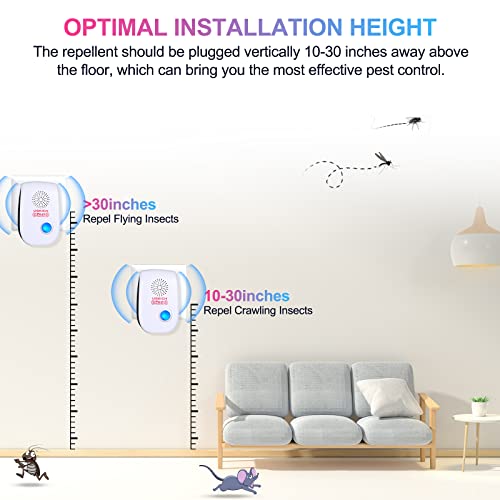 Ultrasonic Pest Repeller, Mosquito Repellent Indoors Sonic Repellent Pest Control For Roach, Rodent, Mouse, Bugs,Spider,Mice Repellent Plug-Ins Electronic Pest Bedroom, Kitchen, Office,8 Pack #TOP2