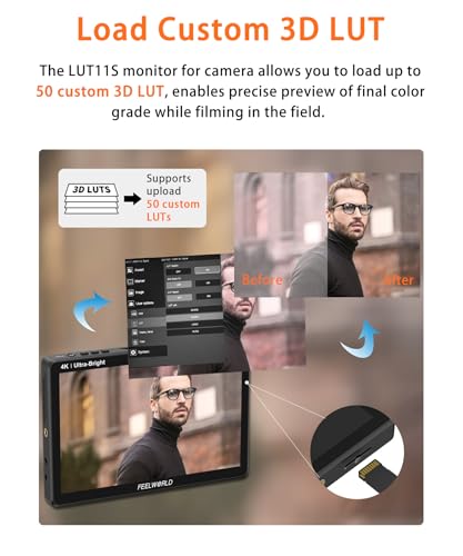 Image of FEELWORLD LUT11S 10.1 Inch Camera Monitor, 2000nit IPS Touch Screen 1920x1200, 4K 60Hz HDMI Camera Field Monitor SDI, Video Assist HDR Waveform Focus Peaking 3D LUT
