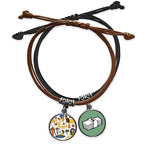 Cadena cuero dinero pulsera Egipto motivo bandera nacional regalo cultural unisex