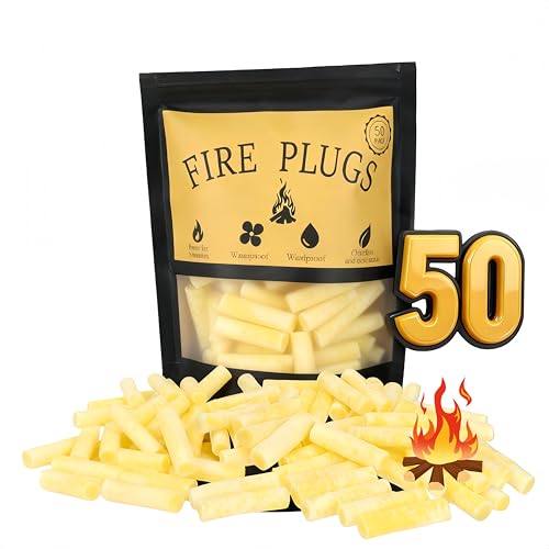 Raneped 50 Pack,Waterproof Fire Starters with 5+ Minute Burn Time